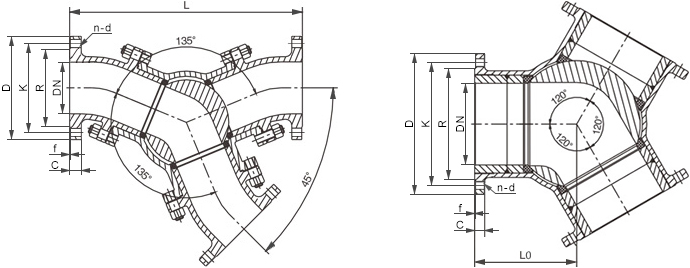 氣動(dòng)帶手動(dòng)Y型三通球閥結(jié)構(gòu)圖