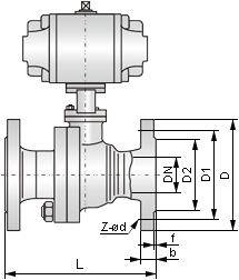 氣動(dòng)法蘭球閥結(jié)構(gòu)圖